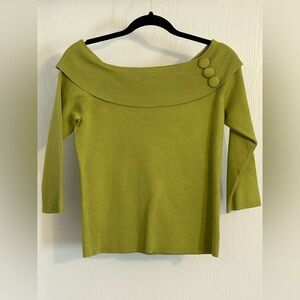 U-Knit | Off-the-Shoulder Sweater in Mustard Green | Size Large